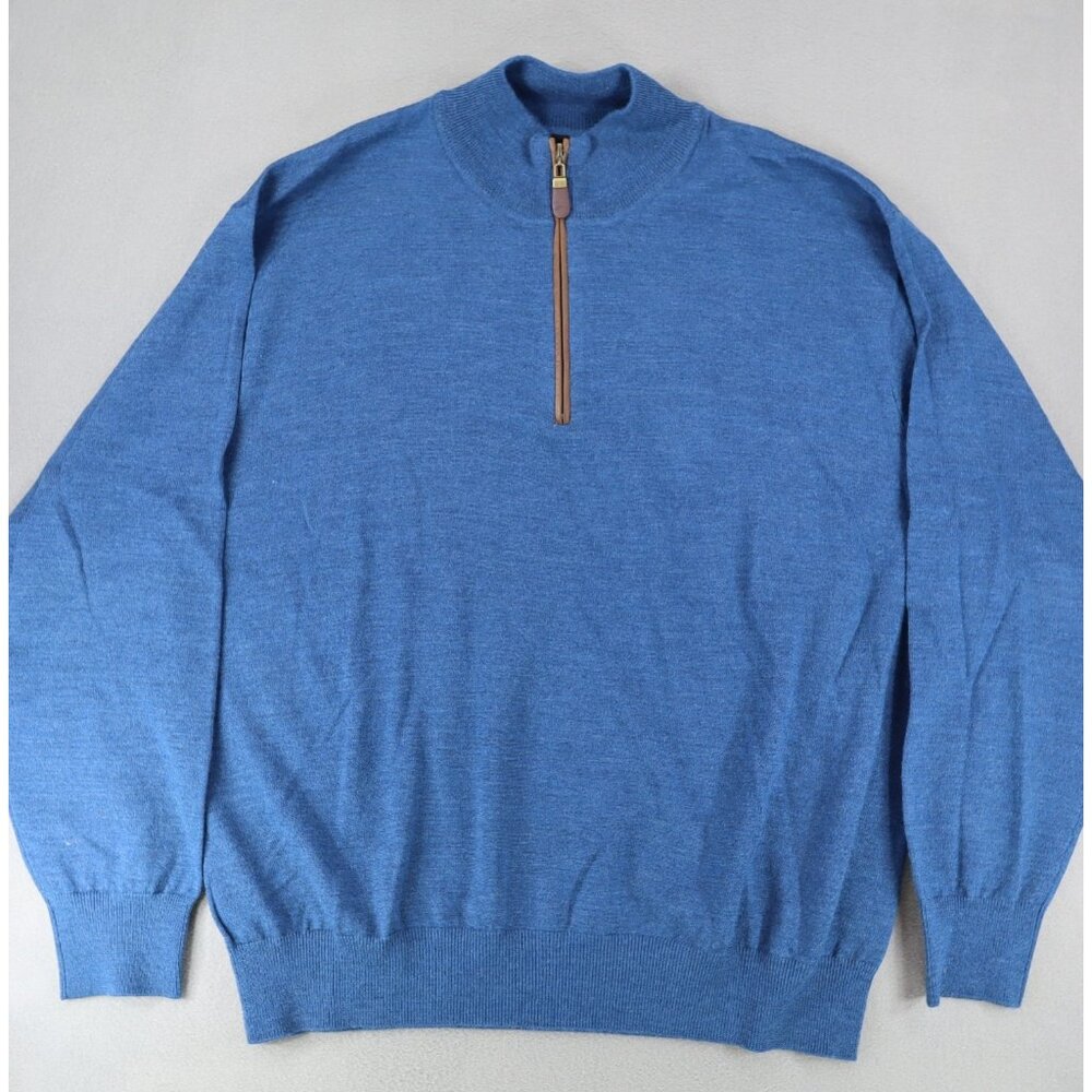 Orvis Merino Wool Quarter Zip Pullover‎ Sweater Blue Fly Fishing Outdoors XL
